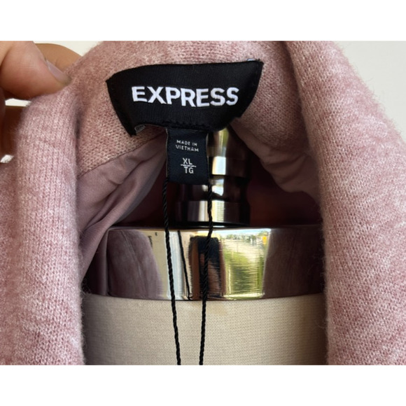 NEW EXPRESS KNIT BlAZER KNIT KIT PINK ONE BUTTON BLAZER SZ XL - Picture 7 of 9